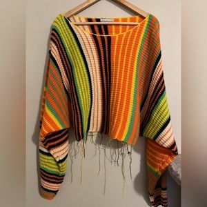 UO Neon Striped Destroyed Sweater